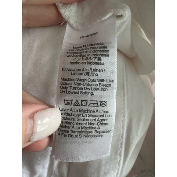 NWT Madewell Women's Clean Button-Tab Shorts in 100% Linen Eyelet White Size 14 - Picture 11 of 14